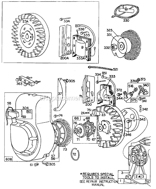 Page C Diagram and Parts List for 60300SERIES  Briggs and Stratton Engine